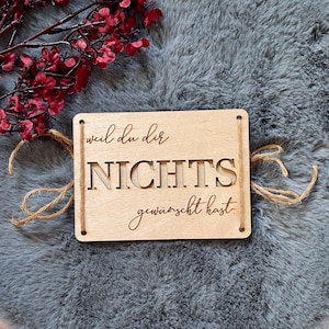 Holzkarte "Weil du dir nichts gewünscht hast" – die originelle Geschenkidee, Geldgeschenk