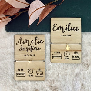 Aufsteller Geburt | Karte | Dekoration | Geschenkidee | Geburtsdaten | Geburtsgeschenk personalisiert mit Anhänger Herz oder Engel