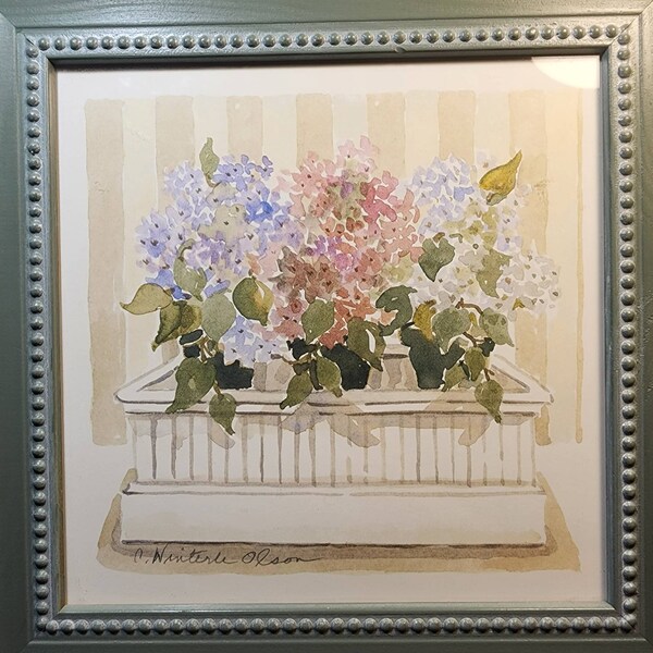 C Winterle Olson Watercolor Floral Print Signed And Framed