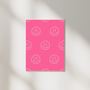 hot pink preppy wall art | Trendy Retro Wall Art | Aesthetic Room Decor | College Dorm Decor | Digital Download 18 x 24