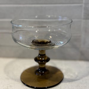 Set of 5 Vintage Libbey Tulip Champagne Coupes – Amber Stem