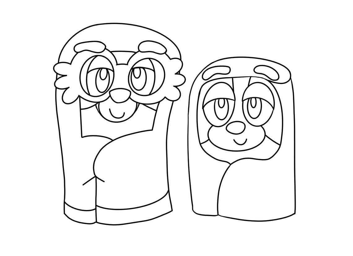 Grannies Bluey Coloring Page Stylized Simple Cute DIGITAL Etsy
