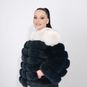 FOX FUR JACKET,Nafa furs fox jacket in tow colors white-blue,an impressive fur for specials looks , cozy and elegant.
