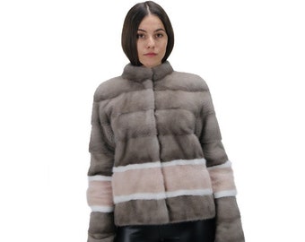 新品サファイアミンクファーコート女性女性サイズすべてカスタムメイド