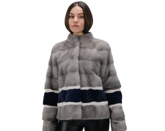 新品サファイアミンクファーコート女性女性サイズすべてカスタムメイド