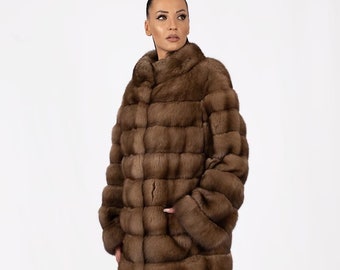 Sable fur coat.A luxurious coat made of Russian sable fur from Sojuzpushnina in natural color,A luxury gift ideal for a winter holiday