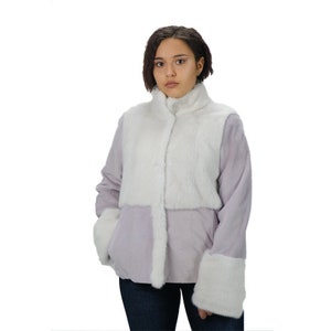 MINK FUR JACKET, Saga furs auction Scandinavian mink  jacket  in a combination of white and pale lilac,a cozy and elegant fur