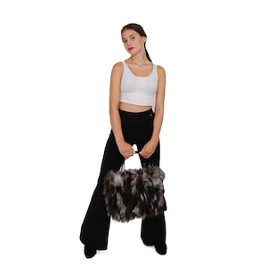 fox fur bag. Duffle bag made of fox fur combired with rabbit fur.