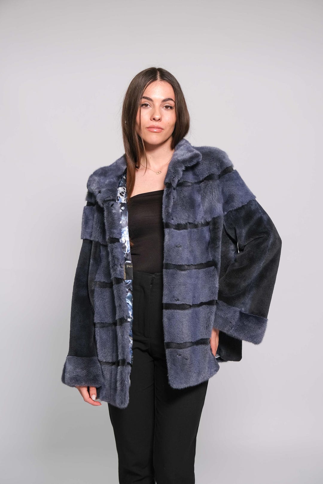Blue Mink Fur Coat, Elegant and Cozy Winter Fur, Made of Top Quality
