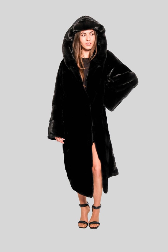 Cappotto Mezza Lunghezza In Pelliccia Di Volpe Belle Vison Saga, Taglia M, Nero, Donna, Usato In Buone Condizioni