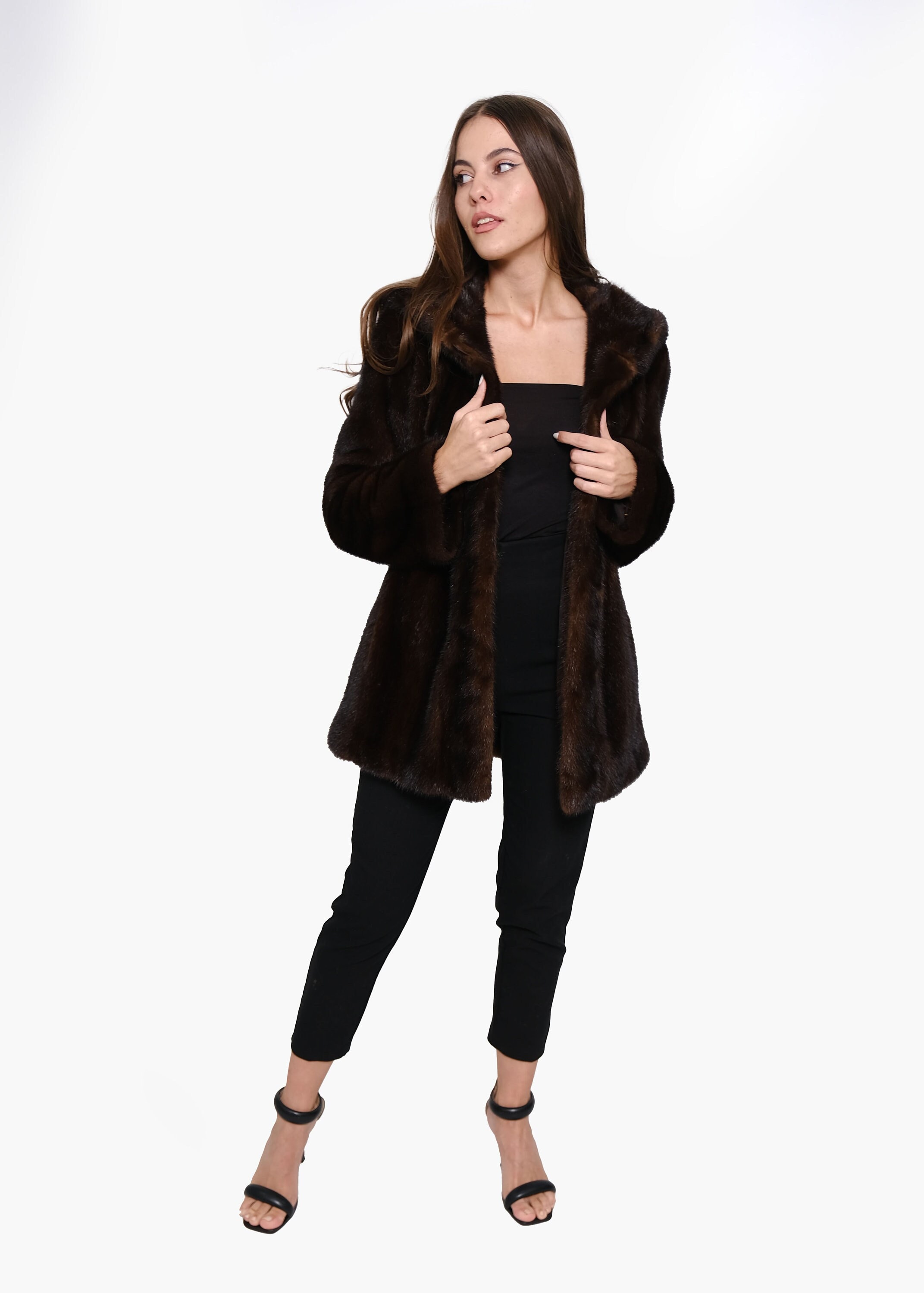 マホガニーミンク MINK ファーコート 毛皮コート ブラウン系 サイズ13