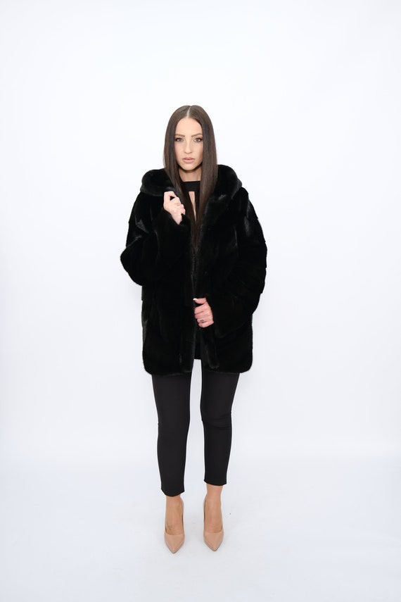 MINK FUR JACKET With Hood,a Comfortable Jacket With a Hood