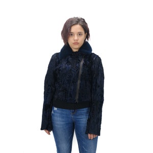 PERSIAN JACKET in Dark blue Persian jacket from Saga Furs, The jacket is zipped along the shelves,cozy and elegant fur.