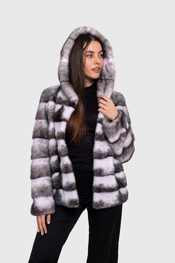 クロスミンクのコート クロスミンク ファーコート リアルファー 本毛皮