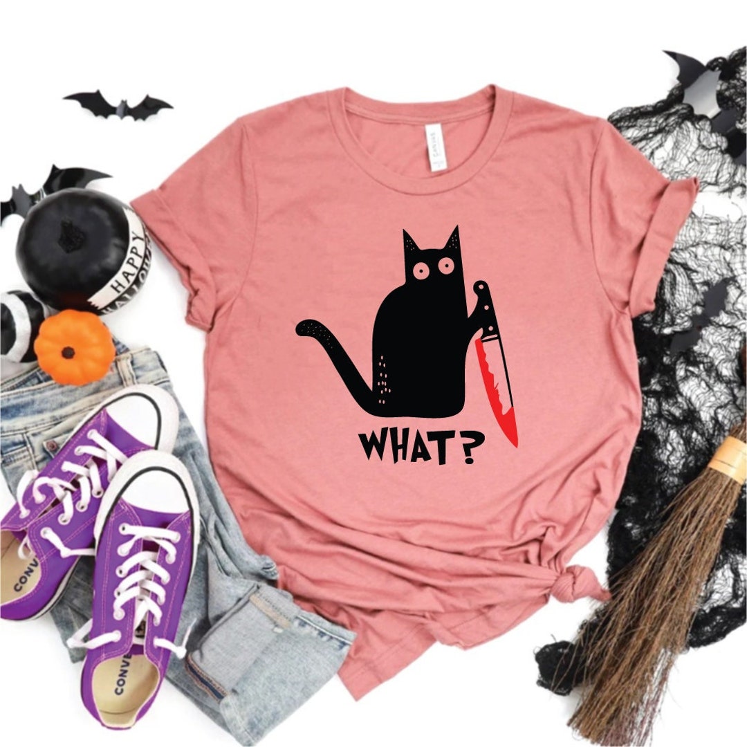 Black Cat Halloween Shirt Funny Black Cat Shirt Cat Lover Etsy