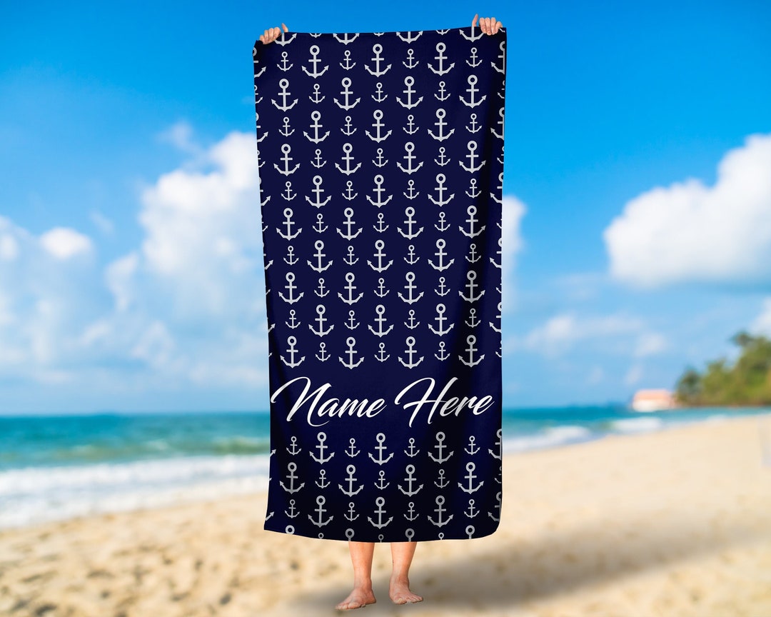 Anchor Beach Towel, Personalized Beach Towel, Custom Beach Towel ...