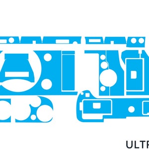 May include: A blue camera skin decal set for a camera. The set includes a large decal for the body of the camera, a smaller decal for the top of the camera, and a small decal for the bottom of the camera.