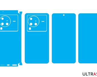 May include: A blue phone skin with a cutout for the camera lens.