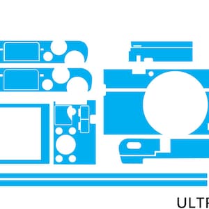 May include: A blue camera skin decal set for a Sony camera. The set includes a skin for the camera body, lens, and screen. The skin is made of high-quality vinyl and is easy to apply and remove.
