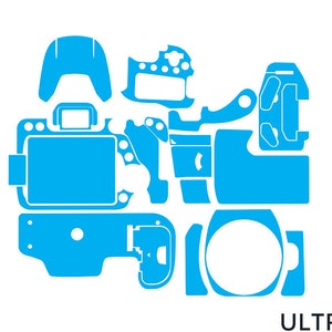 May include: A blue and white camera skin decal set. The set includes decals for the camera body, lens, and buttons. The decals are made of high-quality vinyl and are easy to apply and remove.