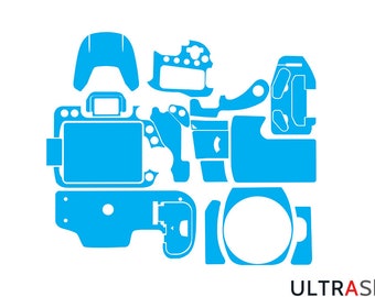 May include: A blue and white camera skin decal set. The set includes decals for the camera body, lens, and buttons. The decals are made of high-quality vinyl and are easy to apply and remove.