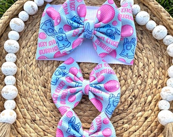 Icky sticky bubble gum hair bow, Miss R hair bow, baby and toddler hair bow, bubble gum hair bow, head wrap bow, Miss Rachel hair bow