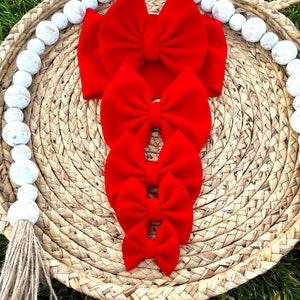 Solid red hair bow, baby hair bow, red hair bow, 4th of July hair bow, handmade hair bow, head wrap bow, micro piggies, toddler hair bow