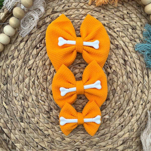 Pebbles inspired hair bow, Flintstones inspired hair bow, Halloween hair bow, bone hair bow, yabba dabba two hair bow
