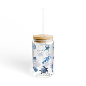 Beach Vibes Sipper Glass, 16oz - Ocean-Themed Drink Container, Perfect for Summer Parties, Unique Gifts, Coastal Decor, Beach Lovers