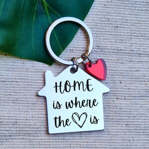 First home keychain, personalized keyfob for new home, custom engraving couples keyring, moving house gift image 2