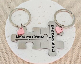 Zysta Portachiavi Mamma E Figlia/Figlio - Ciondoli Puzzle Incisi Con "Sei Il Tesoro" E "Sei Il Mondo" - In Acciaio Inox - Regalo Per La Festa Della Mamma
