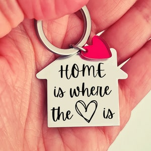 First home keychain, personalized keyfob for new home, custom engraving couples keyring, moving house gift image 4