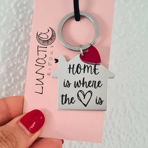 First home keychain, personalized keyfob for new home, custom engraving couples keyring, moving house gift image 8