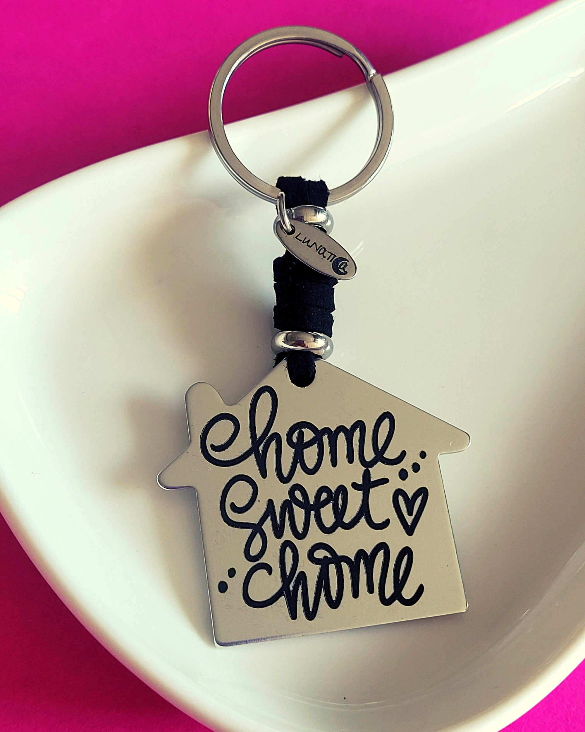 Home Sweet Home New House Keyring - Bespoke Stainless Steel Keychain / Key Fob