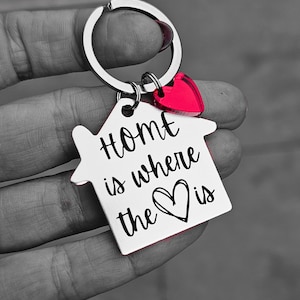 First home keychain, personalized keyfob for new home, custom engraving couples keyring, moving house gift image 9