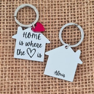 First home keychain, personalized keyfob for new home, custom engraving couples keyring, moving house gift image 7