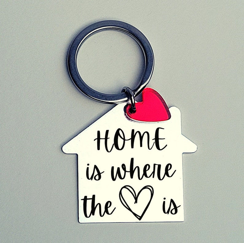 First home keychain, personalized keyfob for new home, custom engraving couples keyring, moving house gift image 3