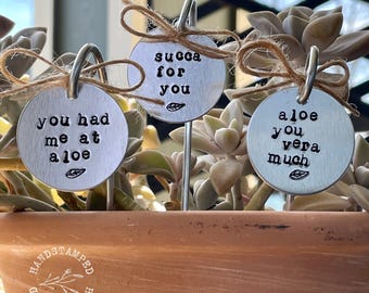 Plant Markers Set of 3, Funny Plant Marker, Handmade Garden Stakes, Plant Decor, Aloe You Vera Much, You Had Me At Aloe, Succa For You