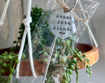 Peace Love Plants, Plant Marker, Garden Marker, Hand Stamped Plant Decor, Garden Decor, Gardener Gift, Plant Lady Gift, Handmade Plant Stake