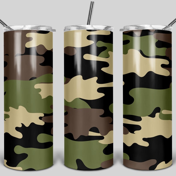 Camouflage Tumbler Designs, Camouflage 20oz Skinny Tumbler Wrap, Seamless Tumbler Tapered PNG Wrap, Sublimation Tumbler PNG Instant Download