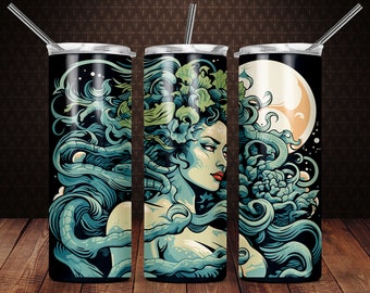 Gorgon Tumbler Designs, Gorgon 20oz Skinny Tumbler Wrap, Gorgon Tumbler, Gorgon Tapered PNG Wrap, Sublimation Tumbler, PNG Instant Download