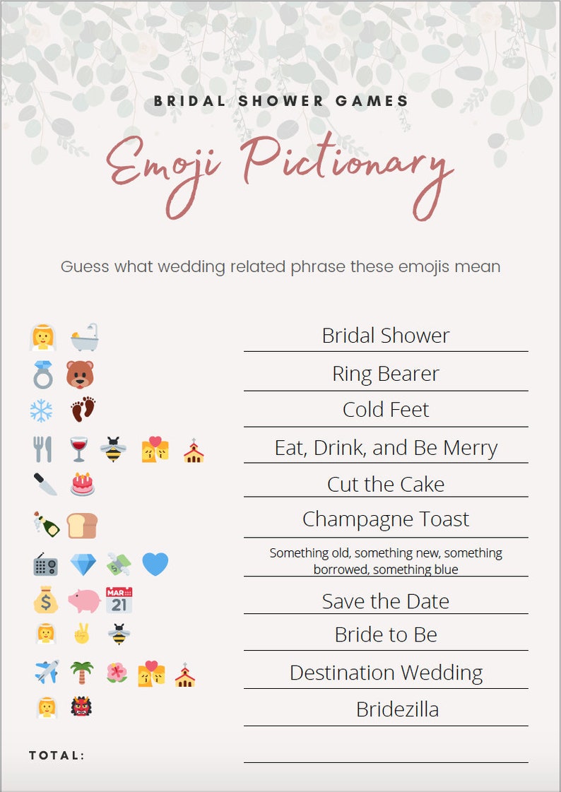Bridal Shower Emoji Pictionary Printable Instant Download - Etsy Australia