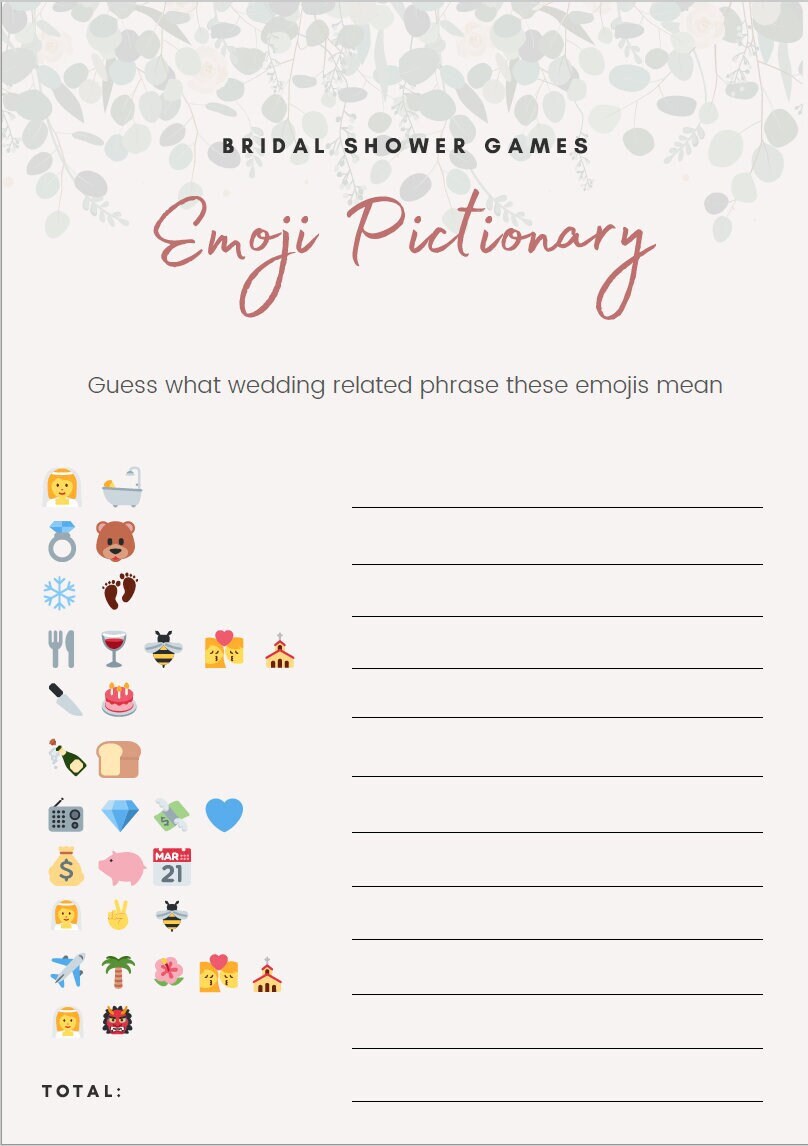 Bridal Shower Emoji Pictionary Printable Instant Download - Etsy Australia