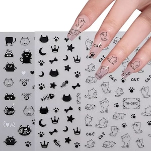 Cat Nail Art Stickers, Cat Lover Nail Decals