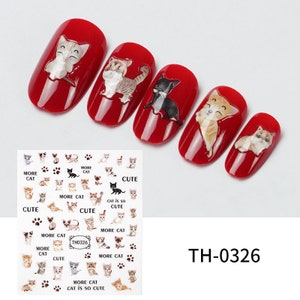 Cat Nail Decals, Vintage Cat Nail Stickers, Cat Nail Arts
