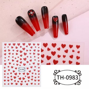 Shiny Nail Heart Decals, Small Heart Nail Stickers, Nail Art Decoration