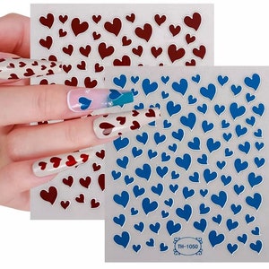 Blue Heart Nail Decals, Gergous/Cute Blue Heart Nail Art Fashion Stickers