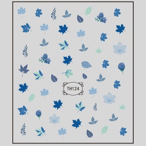 Fall Leaves Nail Decals, Blue Design Fall Leaves Nail Decals,Self Adhesive Autumn Nail Stickers