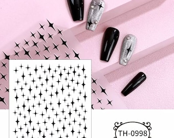 Star Nail Decals, Blue/Red/White/Black Star Nail Art Stickers, Nail Stickers Birthday Party Favor