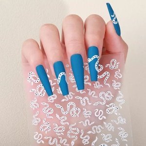 Snake Nail Decals,White and colorful, Butterfly/Snake Nail Art Stickers
